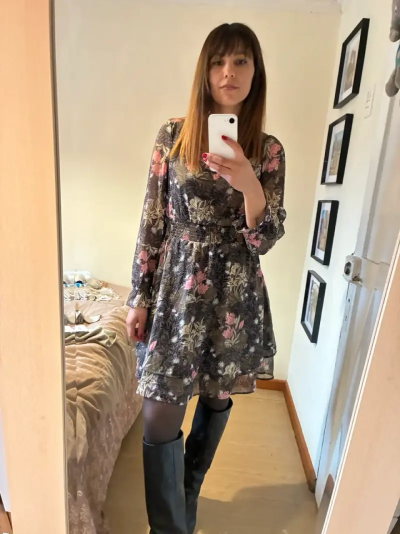 Vestido floral manga larga para mujer - 3