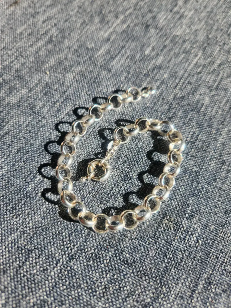 Pulsera y collar de plata 925 rolo y snake - 1