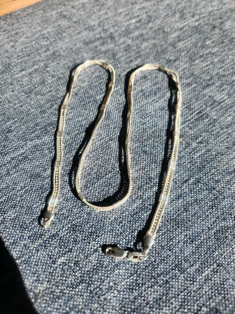 Pulsera y collar de plata 925 rolo y snake - 3