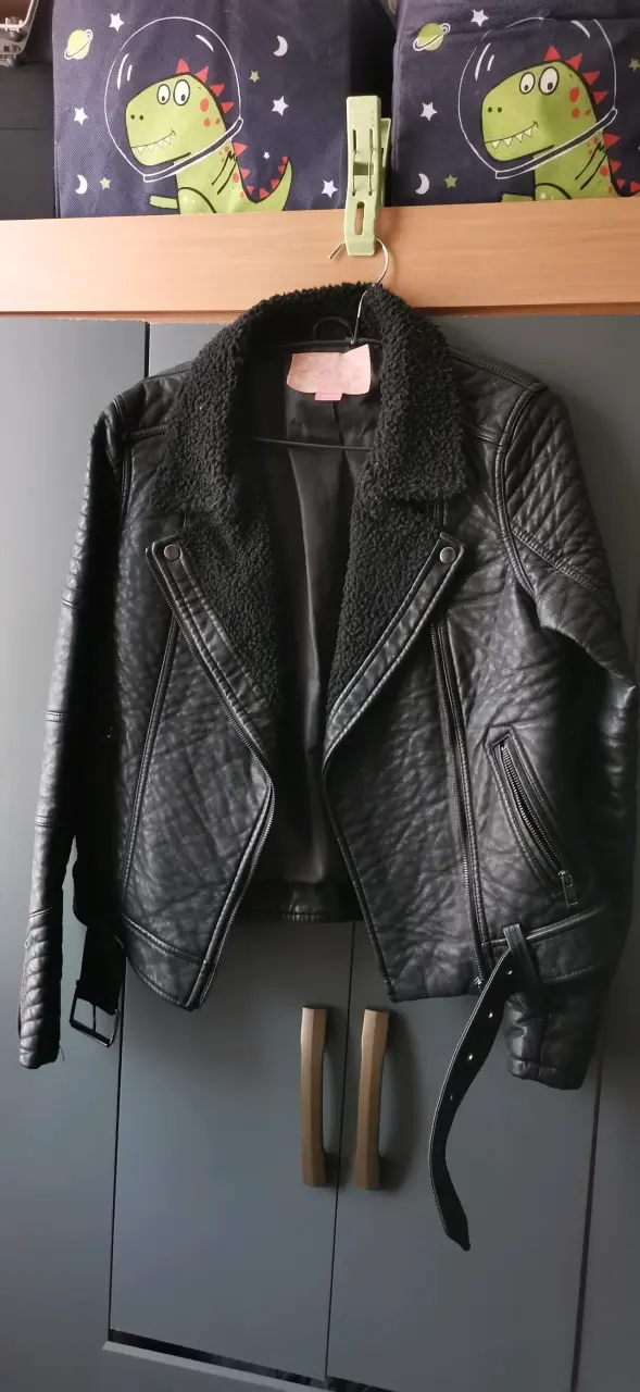 Chaqueta de ecocuero negra con forro Fiorucci - 1