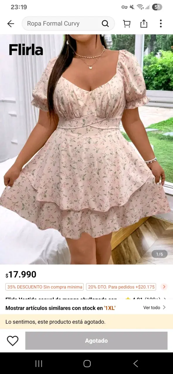 Vestido floral manga abullonada Flirla - 1