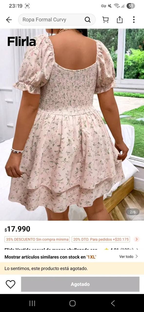 Vestido floral manga abullonada Flirla - 2