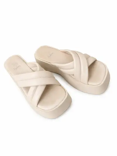 Sandalias Plataforma Beige Poeme - miniatura 1