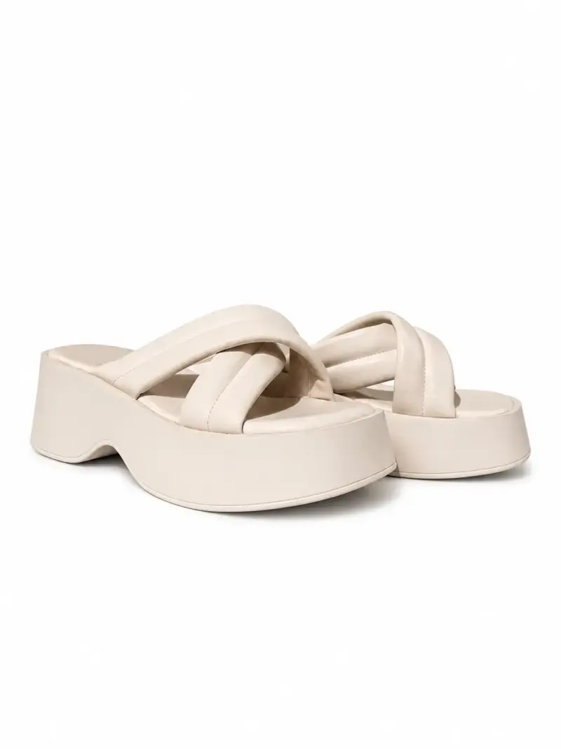 Sandalias Plataforma Beige Poeme - 2