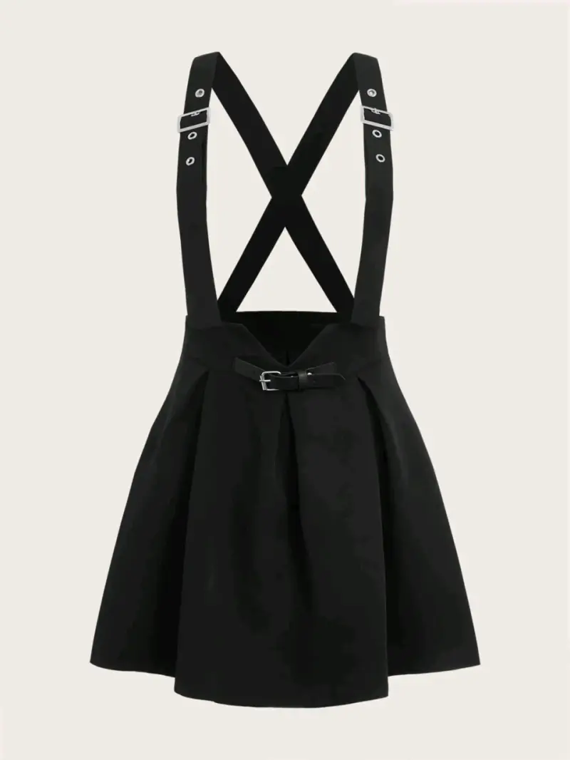 Falda con tirantes negra estilo vintage - 1