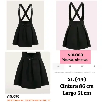 Falda con tirantes negra estilo vintage - miniatura 2