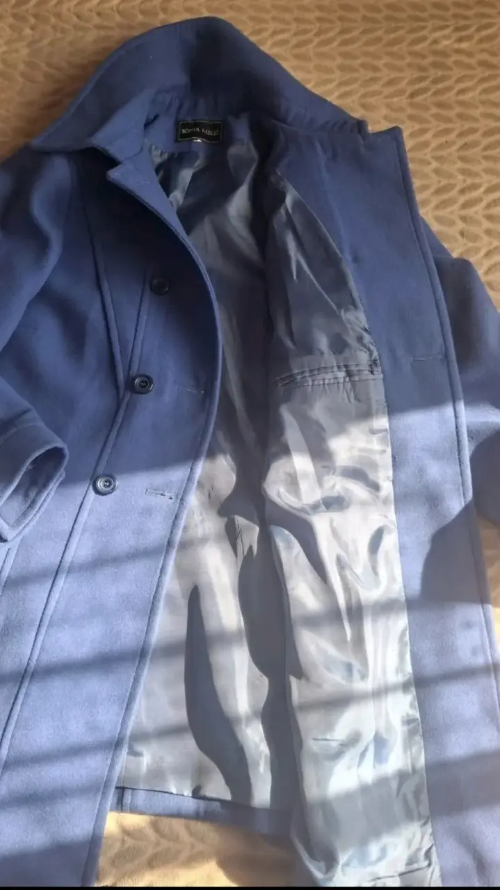 Abrigo azul de lana para mujer - 2