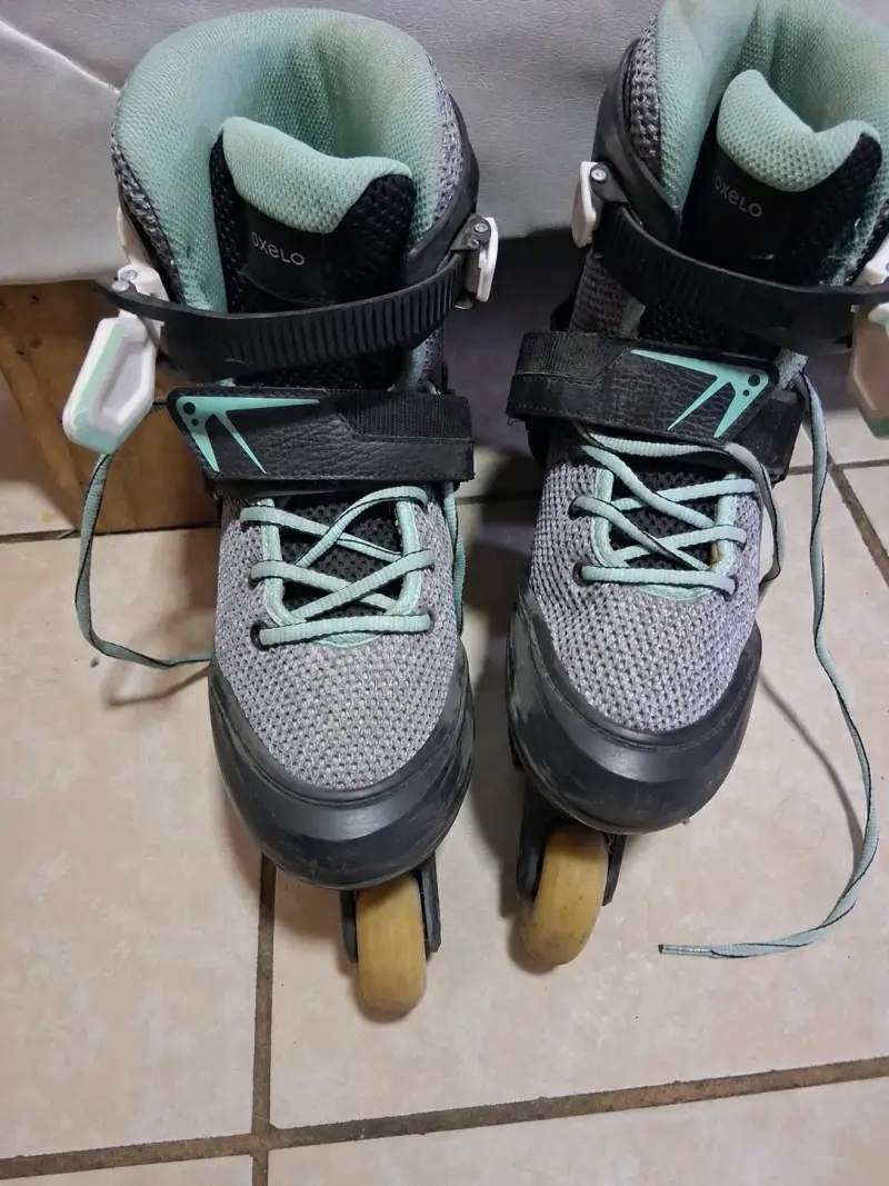 Patines en línea Oxelo talla 37 gris y verde - 1