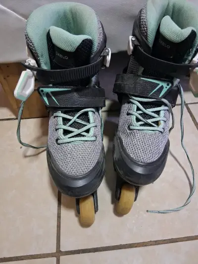 Patines en línea Oxelo talla 37 gris y verde - miniatura 1