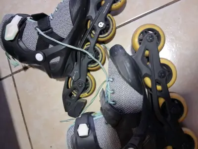 Patines en línea Oxelo talla 37 gris y verde - miniatura 5