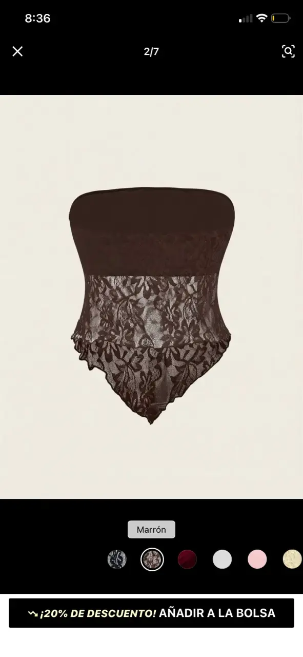 Top de encaje marrón talla xs - 2