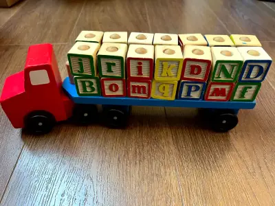 Camión de madera con bloques educativos - miniatura 1