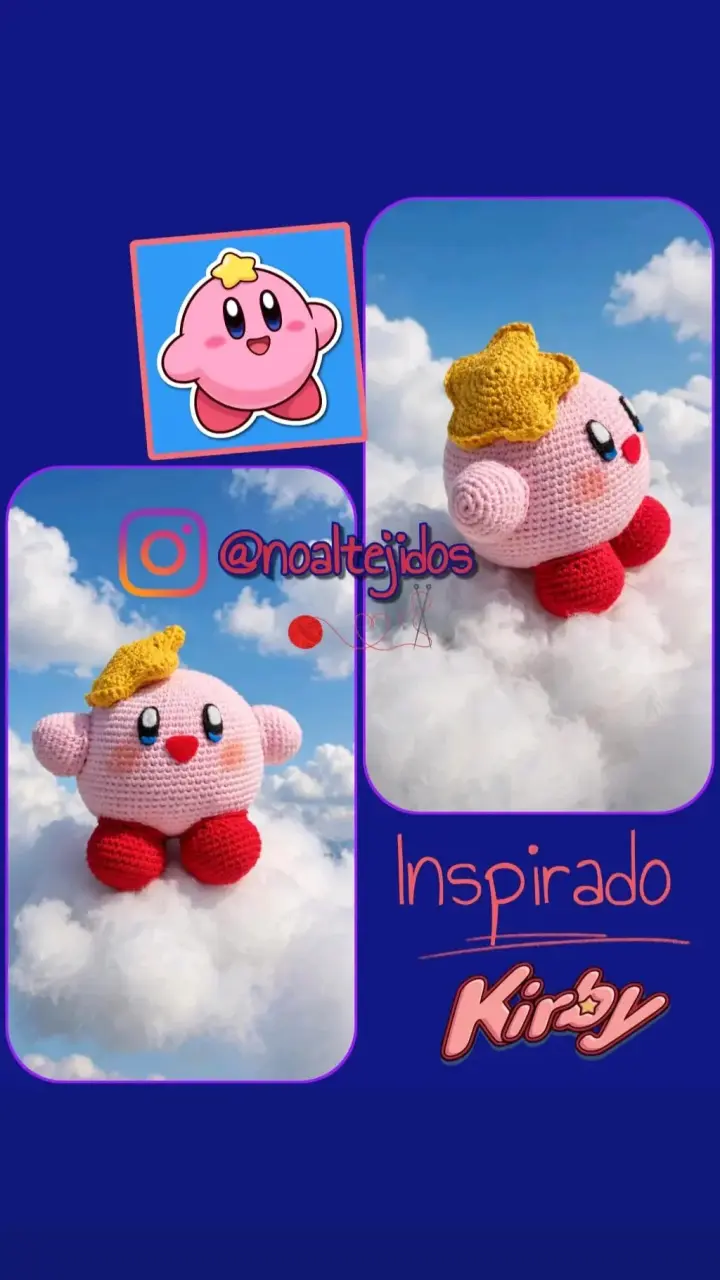 Muñeco tejido a crochet inspirado en Kirby