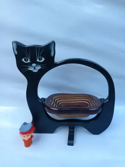 Frutero de madera diseño gato negro - miniatura 1
