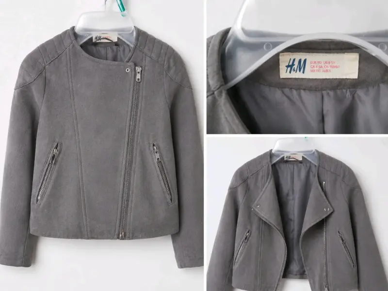 Chaqueta gris para niña H&M con cierre asimétrico - 1
