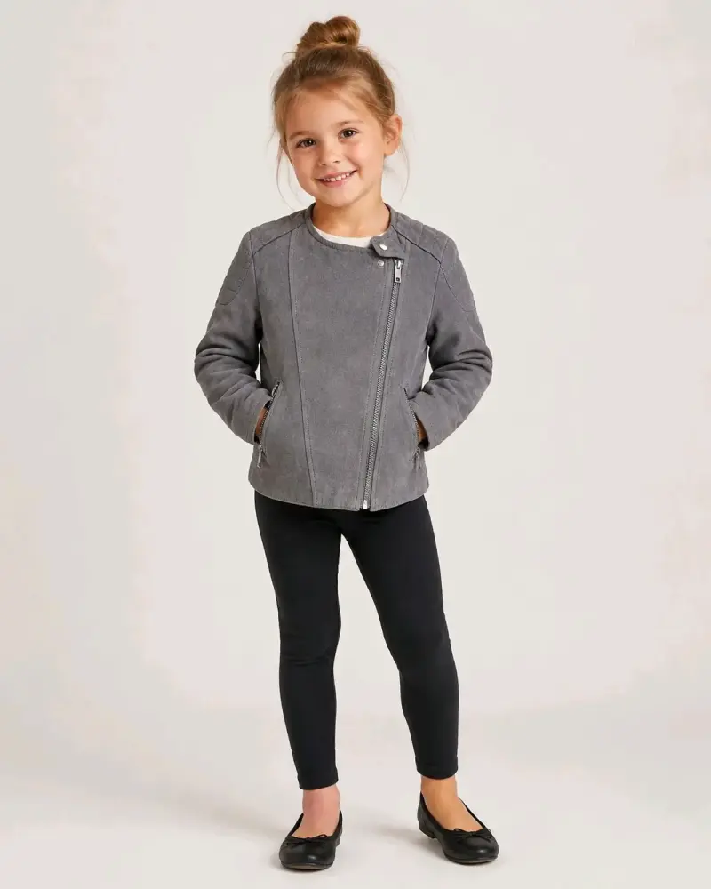 Chaqueta gris para niña H&M con cierre asimétrico - 2