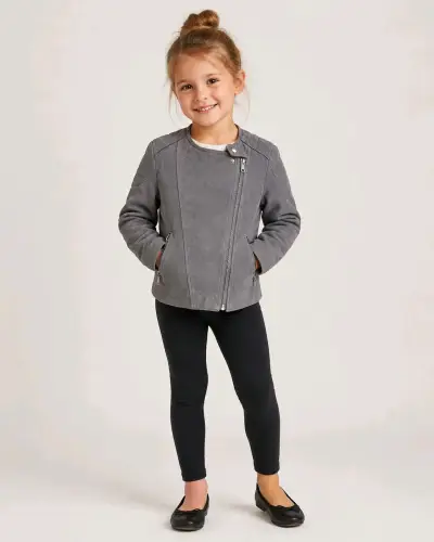 Chaqueta gris para niña H&M con cierre asimétrico - miniatura 2
