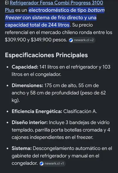 Refrigerador gris de dos puertas Fensa - miniatura 6