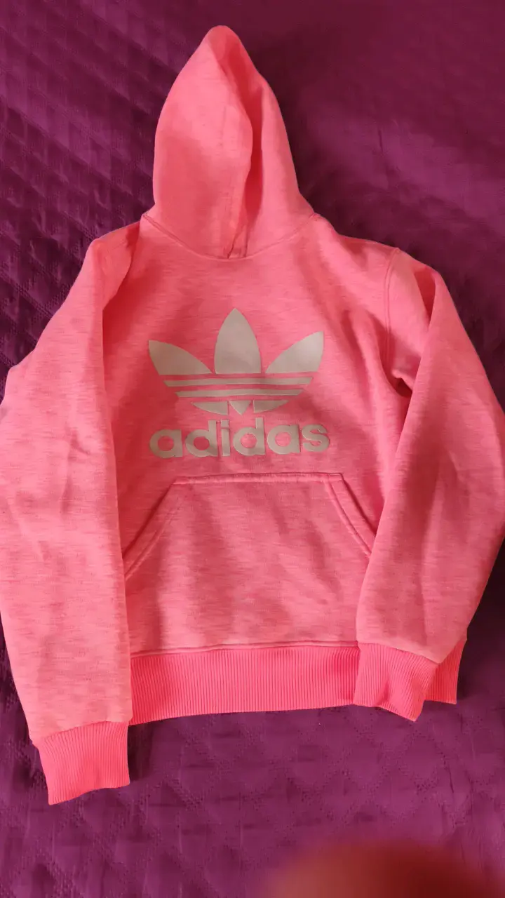 Polerón con capucha rosa Adidas para mujer - 1