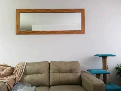 Sofá de Tela Beige de Dos Cuerpos - miniatura 2