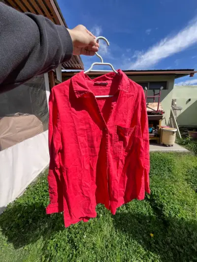Camisa roja de algodón para - miniatura 1