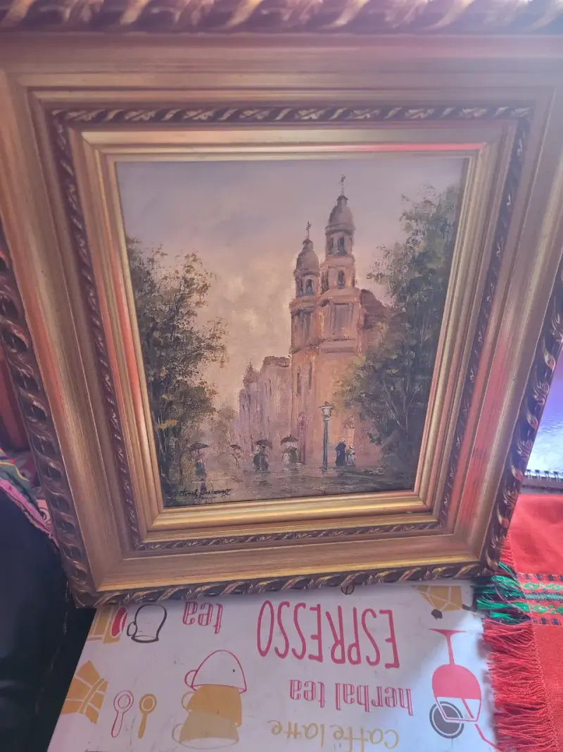 Cuadro Pintura al Óleo con Marco Dorado