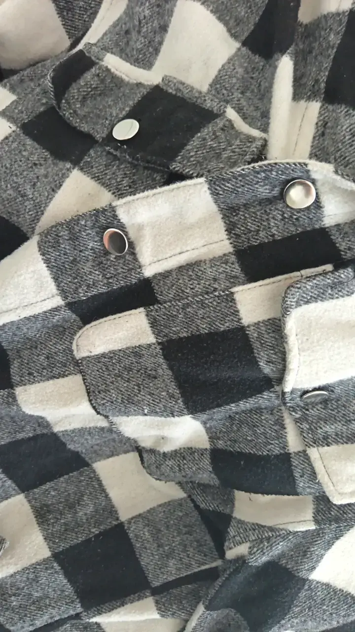 Camisa de franela a cuadros blanco y negro - 2