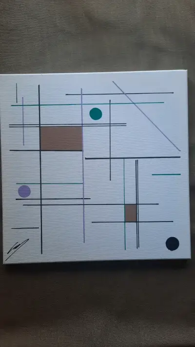 Cuadro abstracto geométrico moderno - miniatura 1