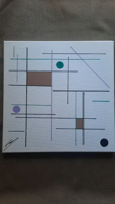 Cuadro abstracto geométrico moderno - miniatura 3