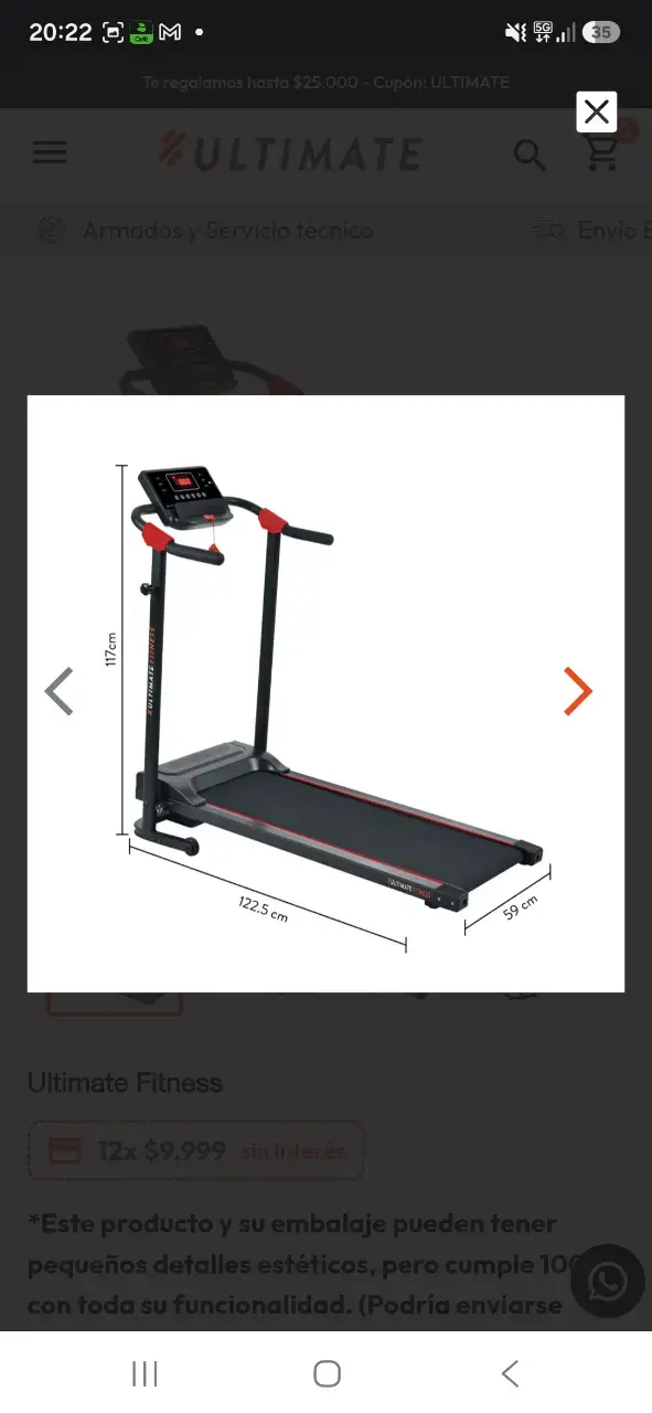 Caminadora Eléctrica Ultimate Fitness Plegable - 2