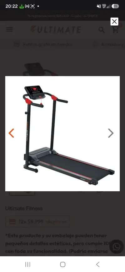 Caminadora Eléctrica Ultimate Fitness Plegable - miniatura 3