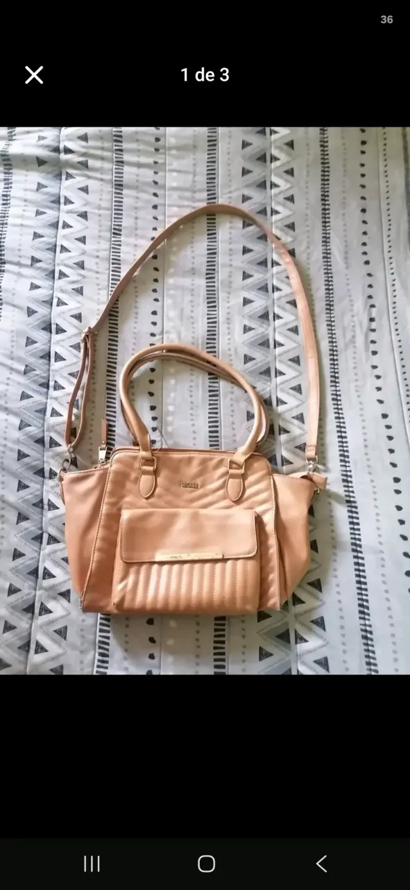 Cartera de cuero beige Secret con correa ajustable