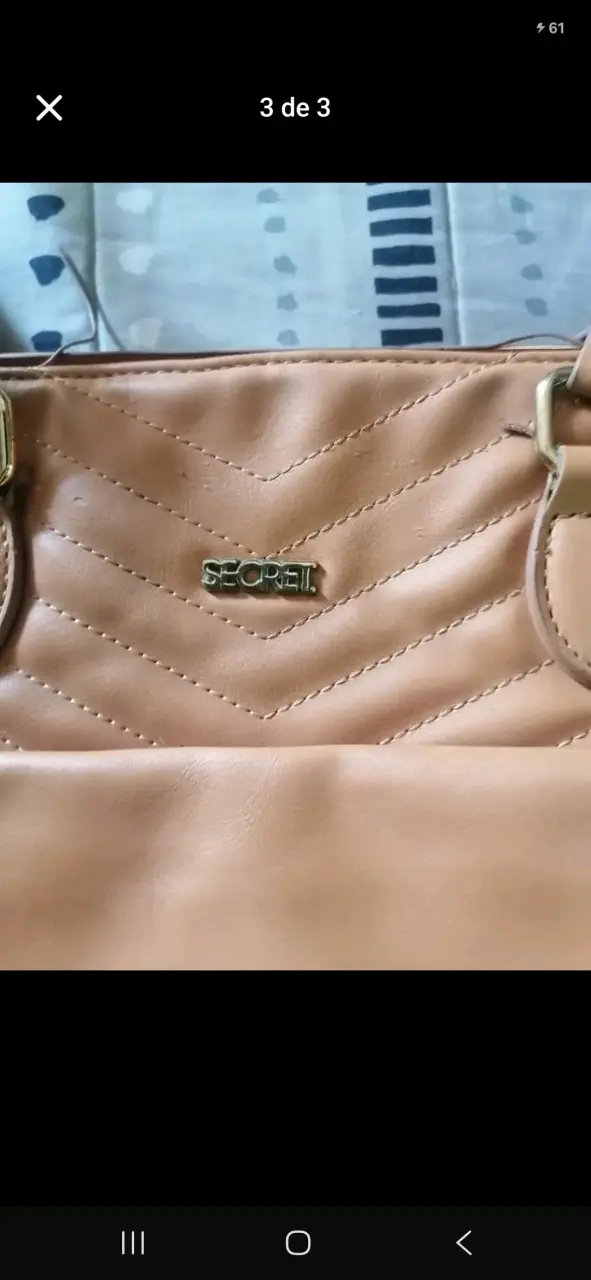 Cartera de cuero beige Secret con correa ajustable - 3