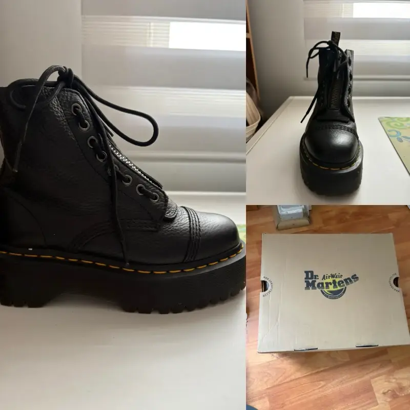 Botas negras de cuero Dr. Martens con plataforma - 4