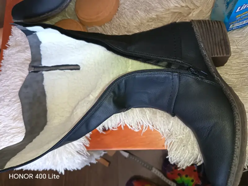 Botas de cuero sintéticoo negro con hebillas para - 6