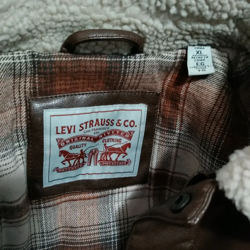 Chaqueta Levi Strauss de cuero marrón con forro XL - 1