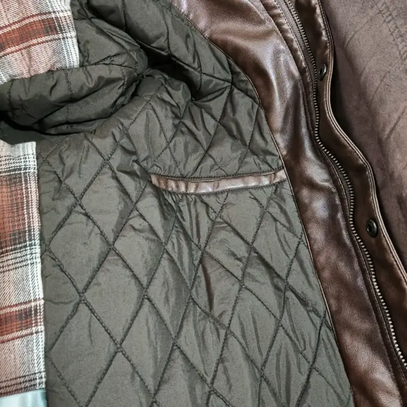 Chaqueta Levi Strauss de cuero marrón con forro XL - 5