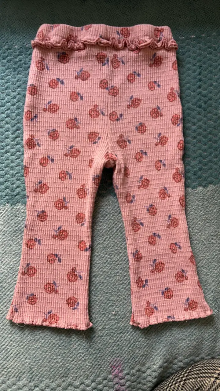 Pantalones de bebé 12 meses rosados con flores - 3
