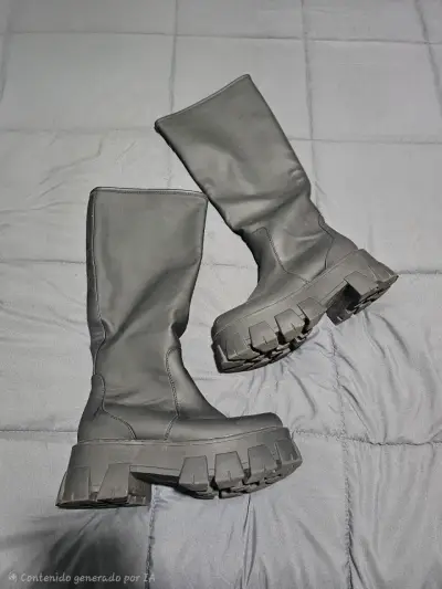 Botas negras C Moran  de cuero con plataforma - miniatura 1