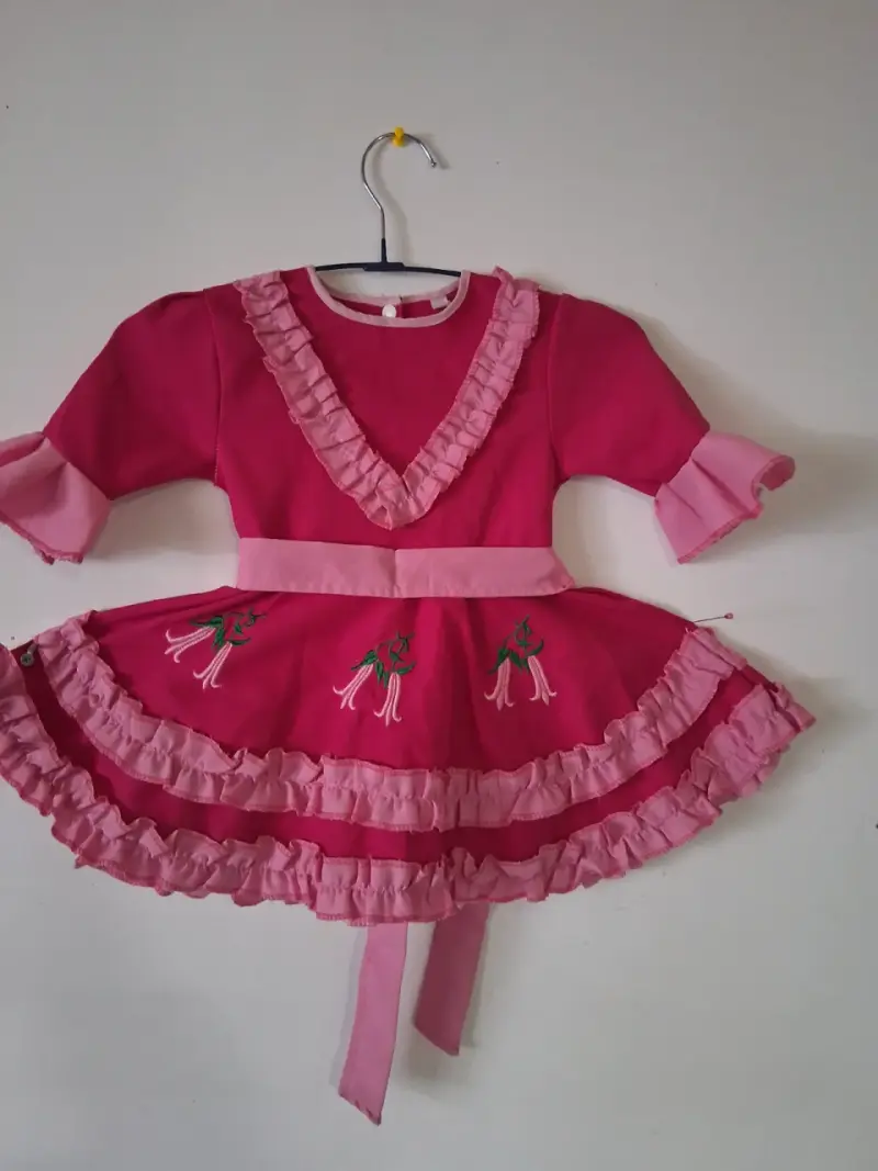 Vestido cueca de niña rosa con volantes talla 0