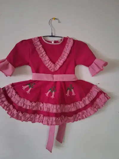 Vestido cueca de niña rosa con volantes talla 0 - miniatura 1