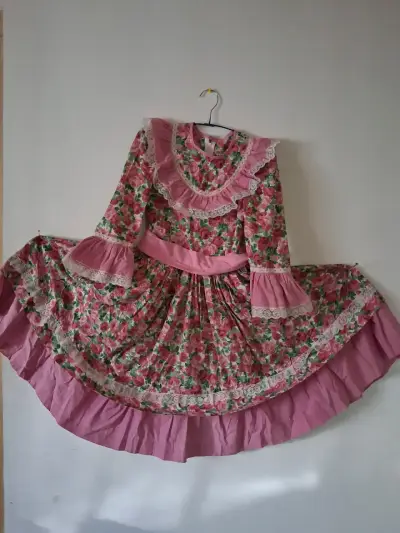 Vestido de huasa chilena floral rosa - miniatura 1