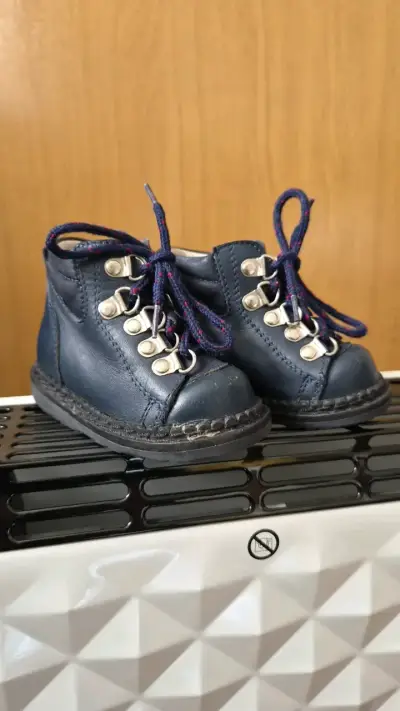 Botines de cuero azul para bebé - miniatura 2