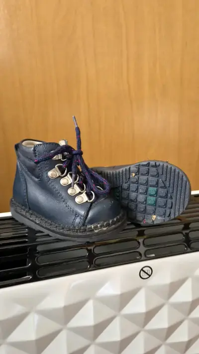 Botines de cuero azul para bebé - miniatura 3