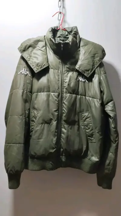 Chaqueta acolchada verde con capucha Kappa - miniatura 1