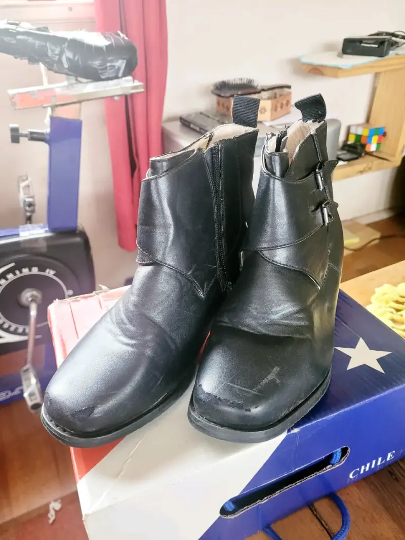 Botin de cuero negro hombre con cierre talla 34 - 2