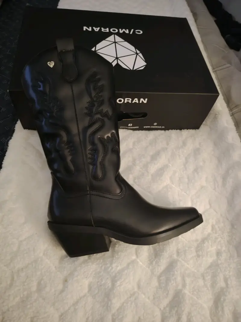 Botas vaqueras negras de cuero C/Moran - 1