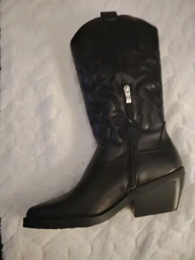 Botas vaqueras negras de cuero C/Moran - miniatura 2