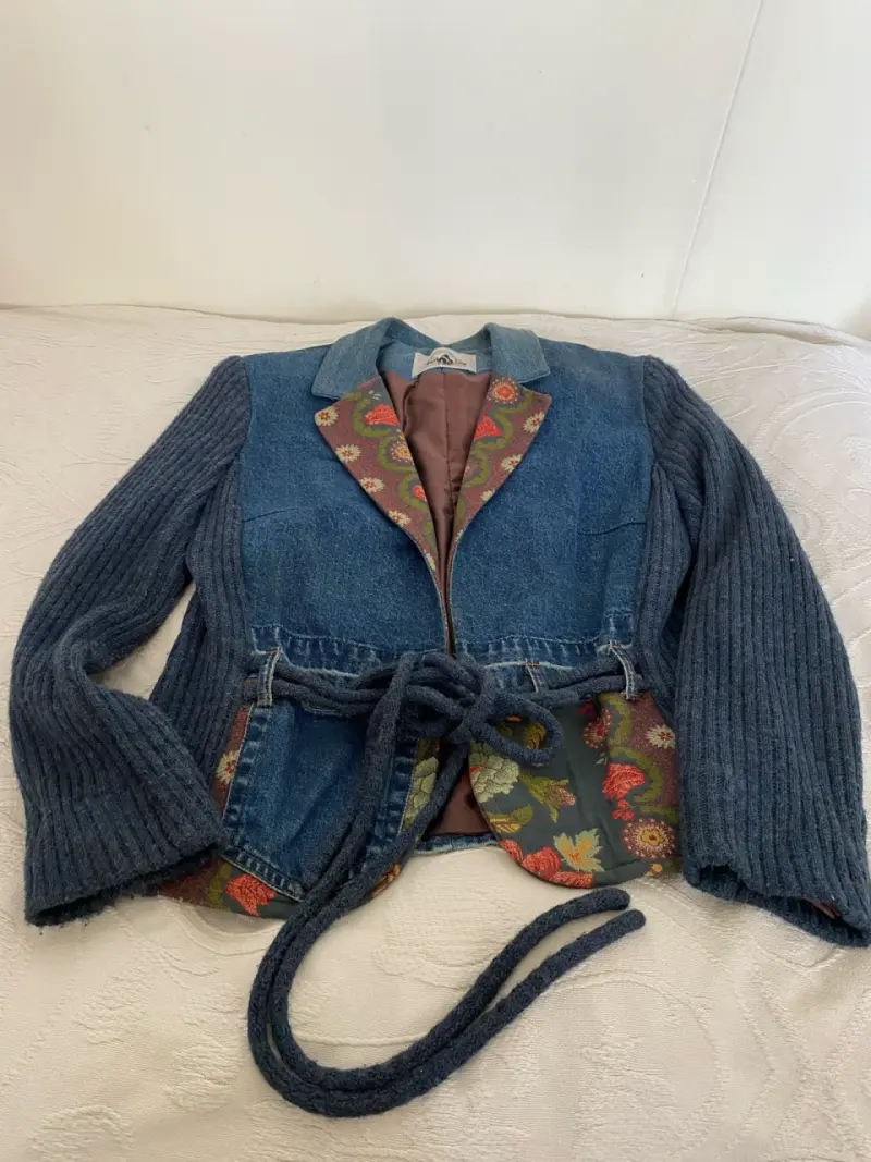 Chaqueta de Mezclilla y Lana con Cinturón - 2