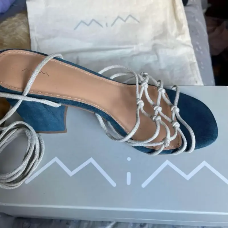 Sandalias de tacón azul con tiras MiM - 3